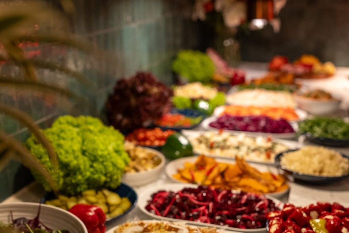 The Market Table spread at Villas Brazil